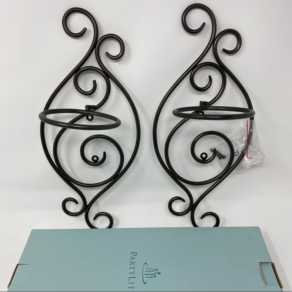 Set of 2 metal wind light by partylite sconces
